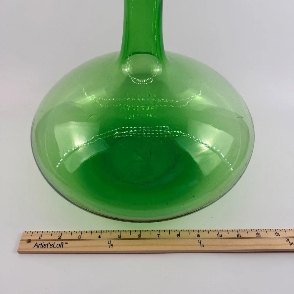 Blenko‎ 6716 Joel Myers Olive Green Decanter Air Twist Stopper MCM